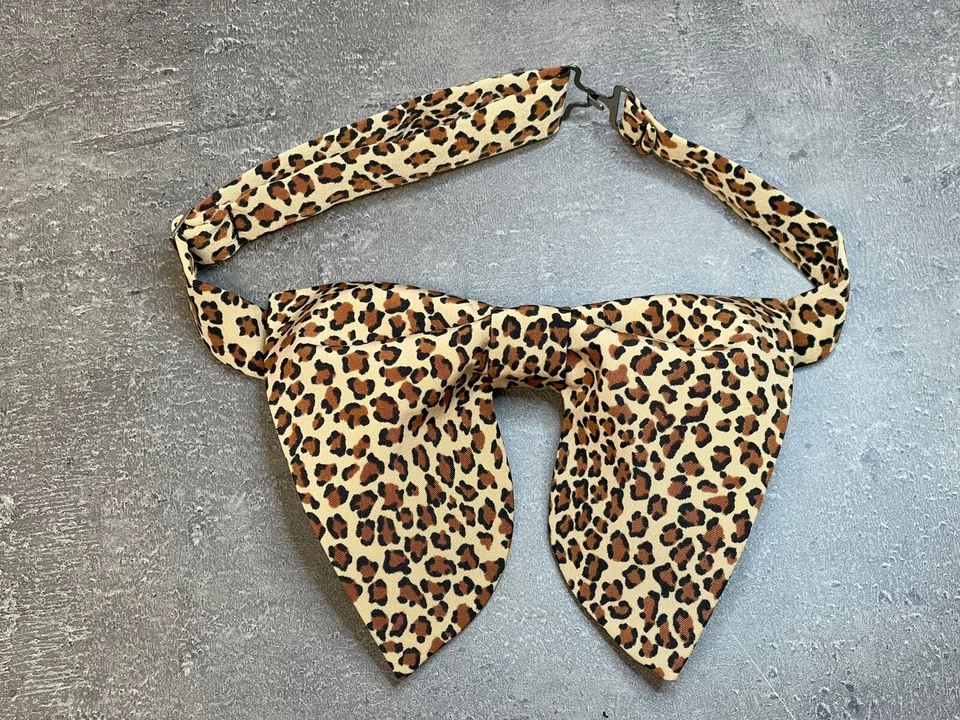 Pajarita de leopardo de gran tamaño estilo vintage años 70 estampado animal boda graduación regalo Foto 3 de 3
