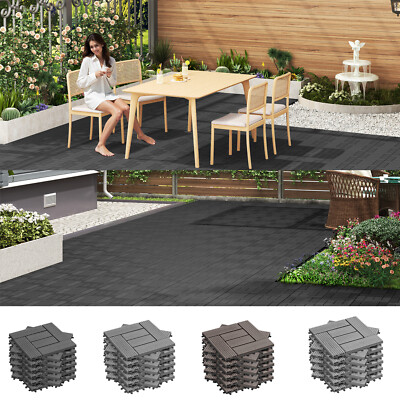 WPC Fliesen 1-2m² 30x30cm Terrassenfliesen 11/22er Set Holzfliesen Balkon #1813