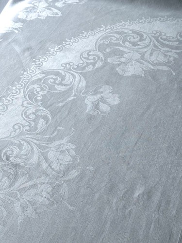 Antique Linen Damask Large Tablecloth Poppies 217cm / 85” - Picture 12 of 14
