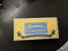 FAMOUS Button Hole Worker Vintage Fiftieth Anniversary Paperwork & Box