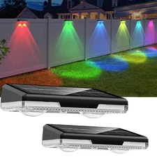 2Pack LED Solar Power Fence Deck Wall Lights Outdoor Garden Waterproof Step Lamp