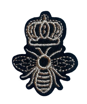 Embroidered iron on patch/applique Bee gold/black 2+3/8x1+7/8 inch FREE SHIPPING
