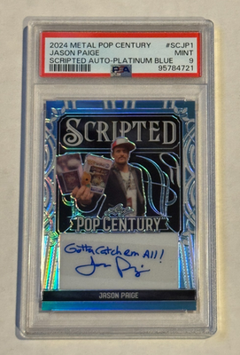 2024 Leaf POKEMON Jason Paige SIGNED Platinum Blue /10 Card PSA 9 AUTO  Autograph