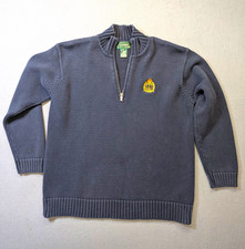 Lauren Ralph Lauren Navy Mock Neck 1/4 Zip Cotton Knit Sweater Men's M Anchor