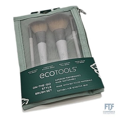 EcoTools On-The-Go Makeup Brush Kit, Travel-Friendly Brush Set, Mini-Size Makeup