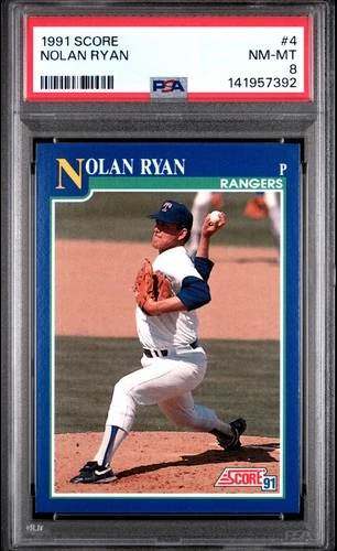 1991 SCORE HOF NOLAN RYAN #4 TEXAS RANGERS PSA 8 NM-MT (Fresh Slab)!!