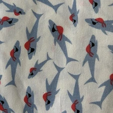 Cotton Fabric Dear Stella by Jack & Lulu white with Blue Sharks quilting sewing