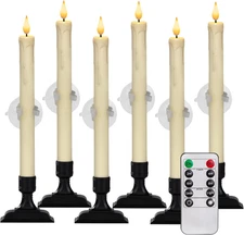 Homemory Window Candles with Remote Timer Dimmer - 6 Pcs Battery Operated Ivory 