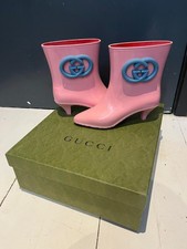 Gucci Womens Rubber Pink Ankle Boots Interlocking GG Size 4UK/EU37