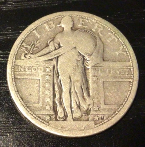 1917-D T1 Standing Liberty Silver Quarter, VG Details. B46