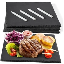  12x12 Inch Set of 3 Large Slate Cheese Board, Charcuterie Boards Stone Square