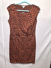 Nine West Leopard Print Sheath Dress Size M Rust Black Cap Sleeve NWT
