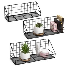 3 Pack Wall Mounted Storage Rack Shelves Carbonized Black Floating Shelf