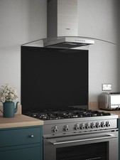 Self Adhesive Glass Splashback Black Gloss Kitchen Cooker Hob Oven Back Panel