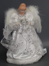 Vickerman 12"  White-Silver Lit Angel Christmas Tree Topper.