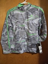 Adidas Zip-Up Jacket, Halo Silver/Green, Boys Size M, 10/12, NWT.