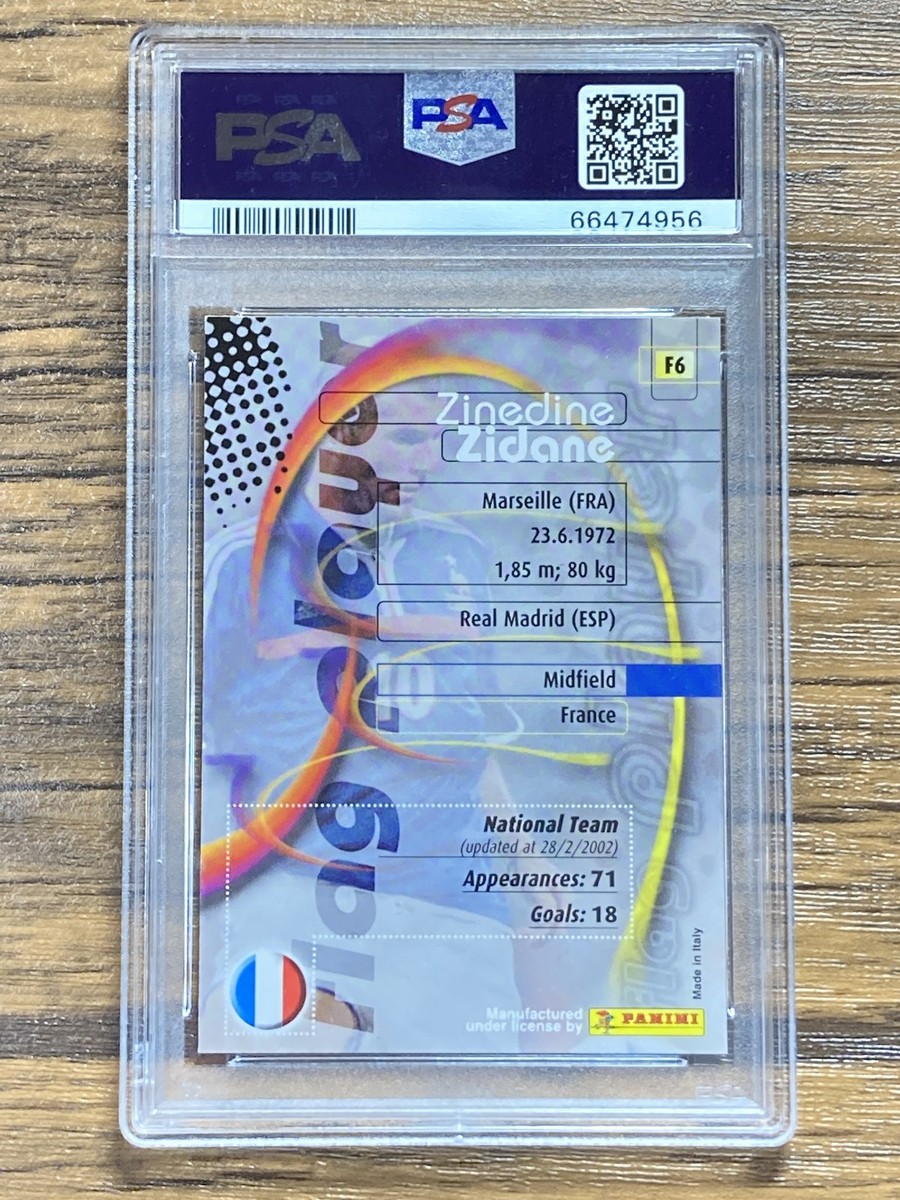 Panini Card 2002 World Cup #FP6 Zinedine Zidane Flag Player PSA 9