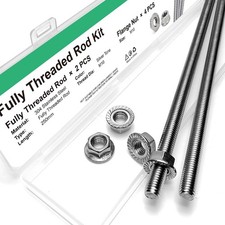 2PCS M8-1.25x250mm Fully Threaded Rods, 304 Stainless Steel Studs M8, Silver