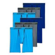 Jockey Men's Chafe Proof Pouch Microfiber 8.5" Long Leg Boxer Brief - 6 Pack