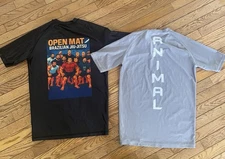 2 High Quality Man’s Large Rash Guard Short Sleeve Brand Open Mat and Animal