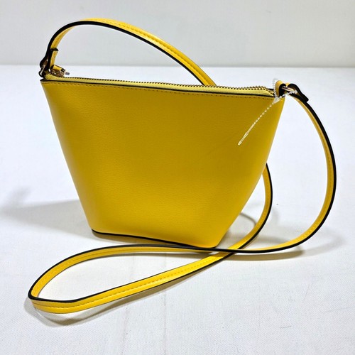 H&M Crossbody Bag Women Small Yellow Faux Leather Zippered Shoulder Purse Mini