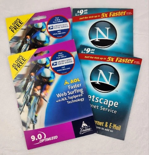America Online (AOL) 9.0 Optimized & Netscape Internet Service CD-ROM Lot