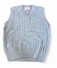 Vintage Jantzen Cable Knit Sweater Vest Blue Gray Made in USA Size M
