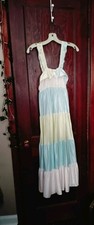 Vintage I-C Nightgown Girls Sz 10 Pastel Colors Silky Lightweight 1970's