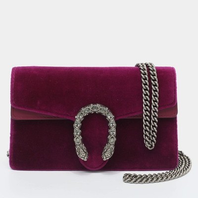 Gucci Schultertasche Dionysus Super Mini Lila Samt und Leder