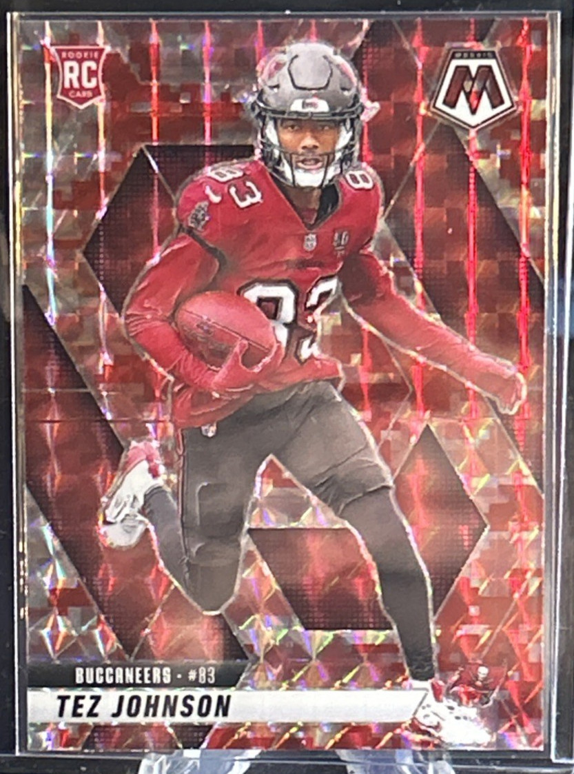 NFL 2025 Mosaic Football #316 Tez Johnson RED CAMO PRIZM RC Tampa Bay Buccaneers