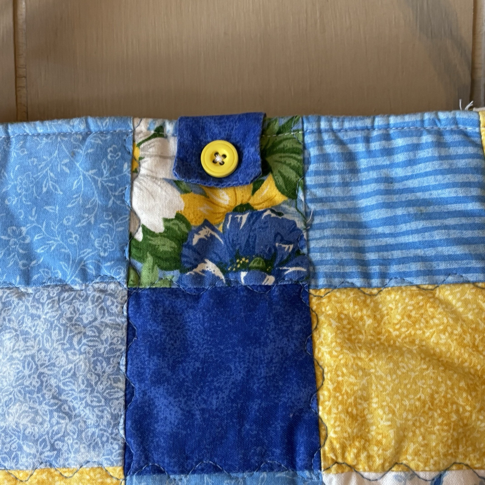 Handmade Patchwork Bucket Purse Spring Colors Blu… - image 2