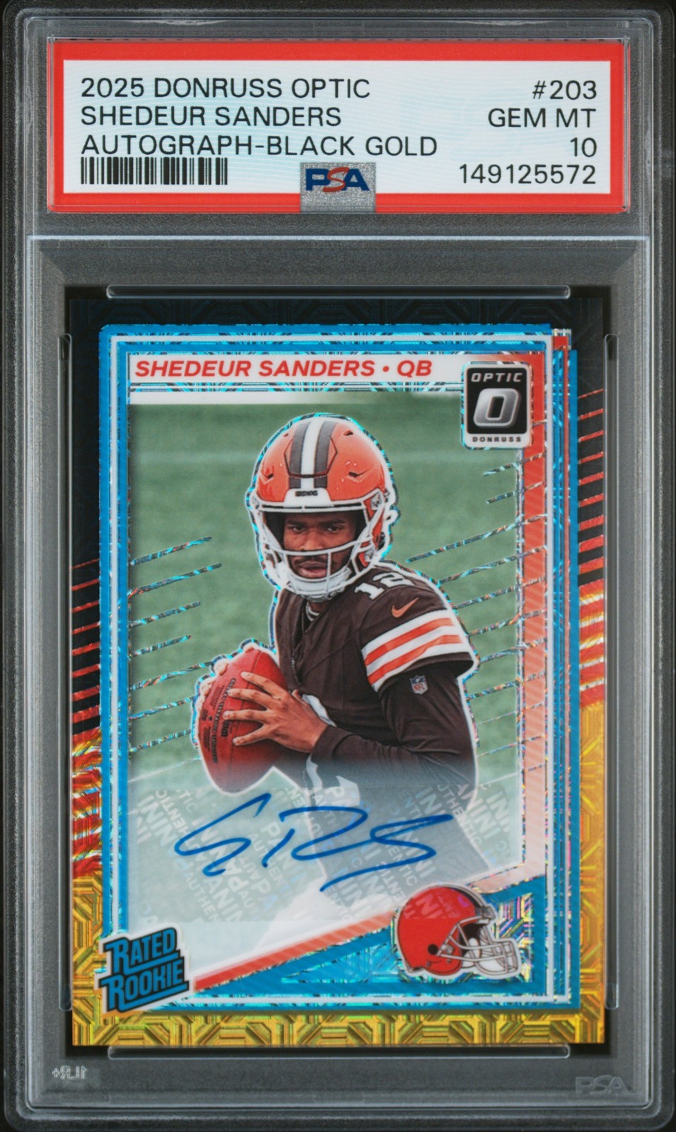 Shedeur Sanders Panini Donruss Optic #203 Autograph-Black Gold