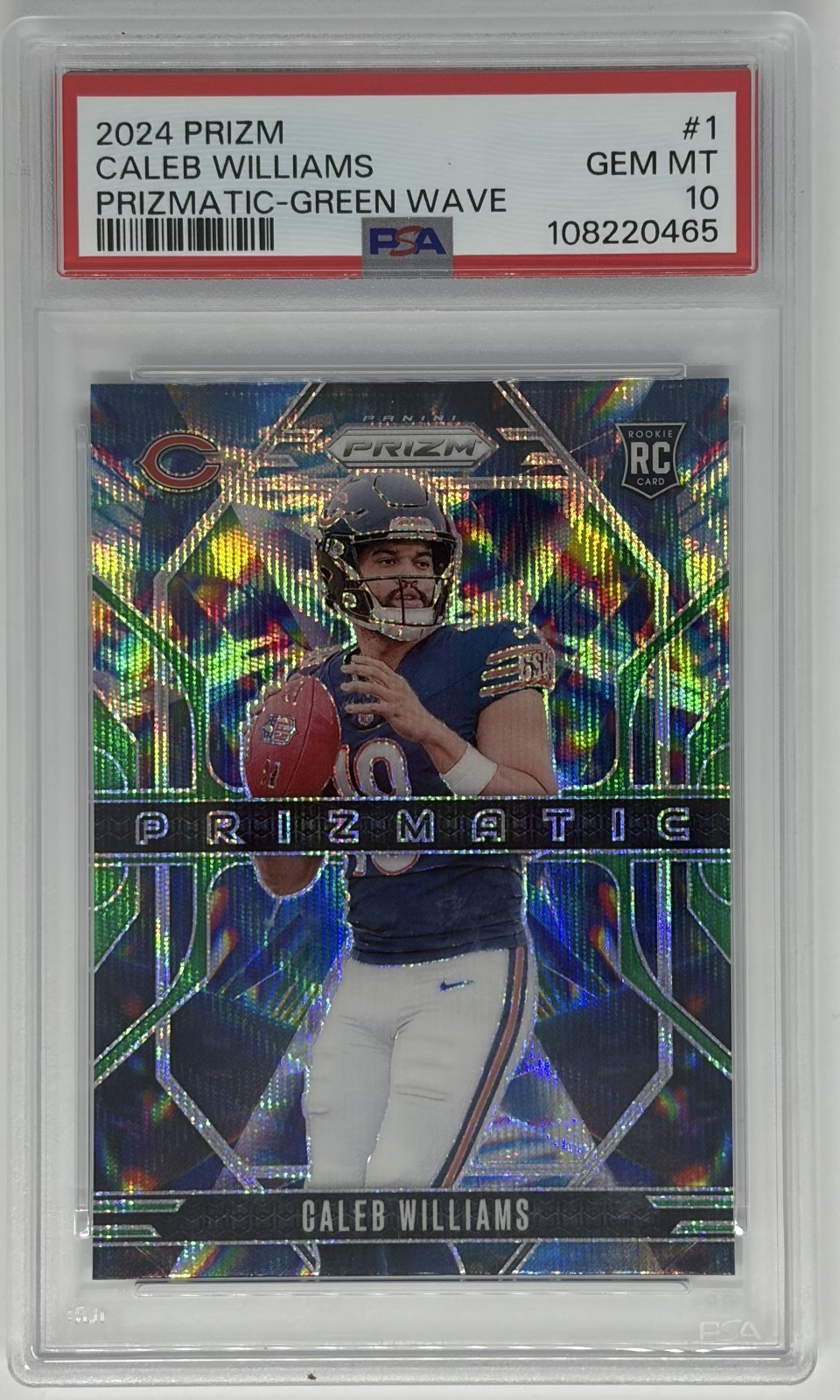 2024 Prizm Caleb Williams Prizmatic Green Wave Rookie Card PSA 10 !