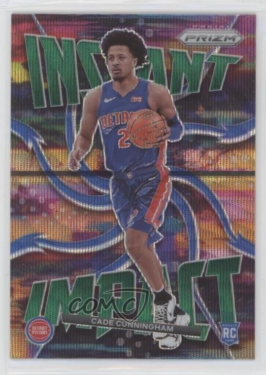 2021-22 Panini Prizm Instant Impact Green Wave Cade Cunningham #1 Rookie RC 0b02