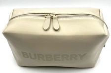 Burberry  Logo Clutch Toiletry Bag Cosmetic Pouch Travel Case  ~ Beige