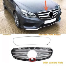 For Mercedes W212 E350 E550 2014-16 Front Grille Grill Silver Trim Chrome Edge