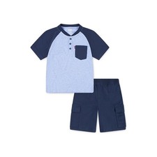 Levi's Kids Boys Blue Raglan Henley Shirt and Cargo Shorts Set Size 3T / 2686