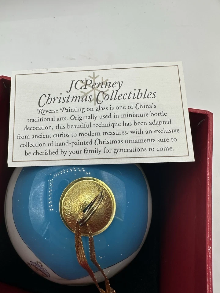 JCPenney Navidad Coleccionables Reverso Vidrio Pintado Adorno - Niños y Nieve Foto 4 de 4
