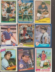 RON HASSEY LOT 43 ALL DIFFERENT BASEBALL CARDS YANKEES INDIANS TUCSON ARIZONA