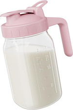 Breast Milk Pitcher Jug - 32 Oz Glass Mason Jar Airtight Pitcher with Pour Spout