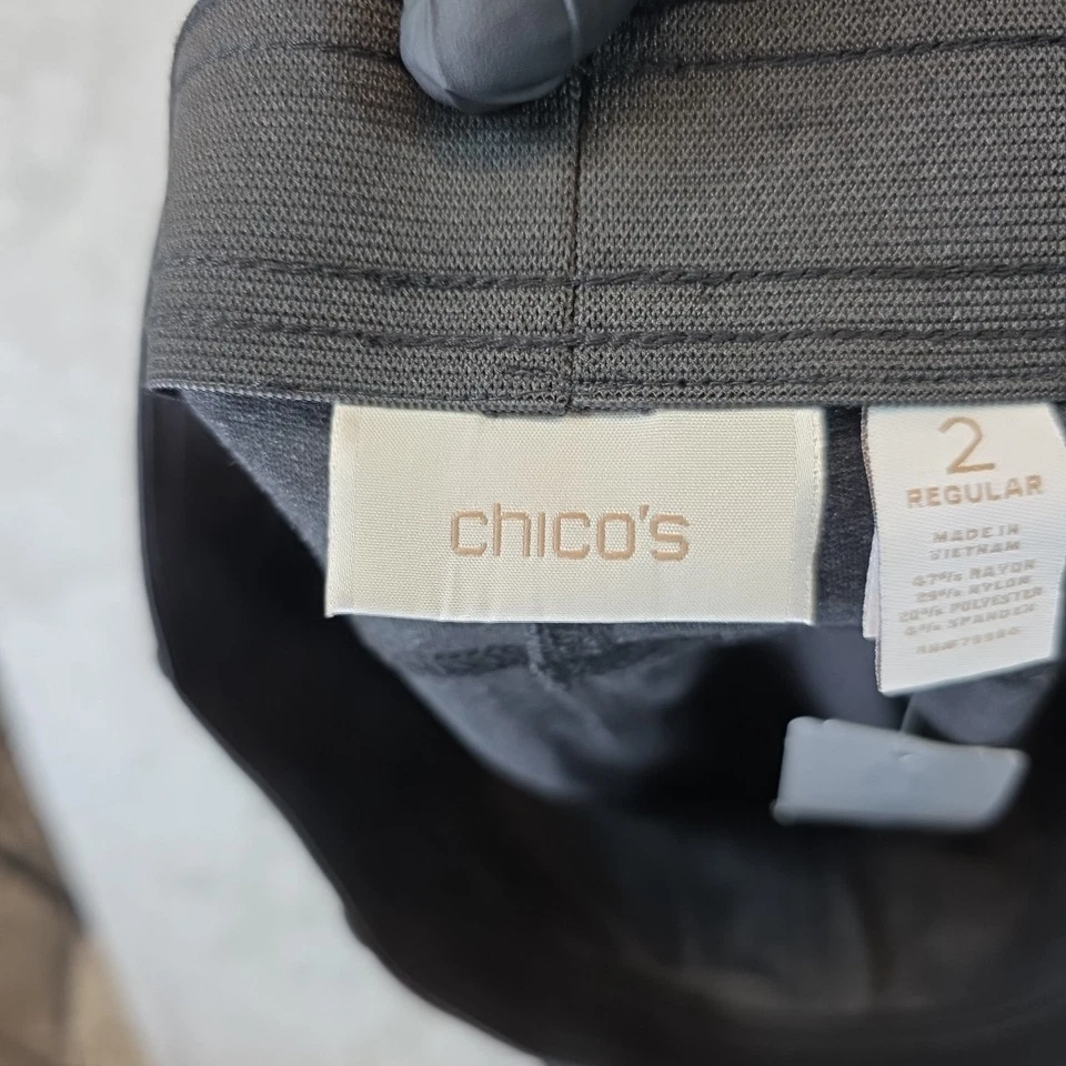 Chico's Pants Women's Size 2 (US 12/14) Heather Gray Ponte Flare Leg Slimming - Image 4 of 4