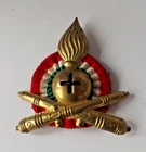 WW2 Italian Pith Helmet Artillery Badge Crossed Cannons Military Wool Cockade