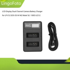 LCD Display Dual Channel Camera Battery Charger for LP-E12 EOS OS M M2 Rebel