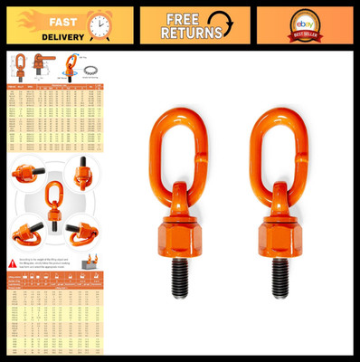 2 Pcs Eye Bolt M16x31.8 Max Load 1.5 Tons Metric Thread Universal Swivel Hoist R