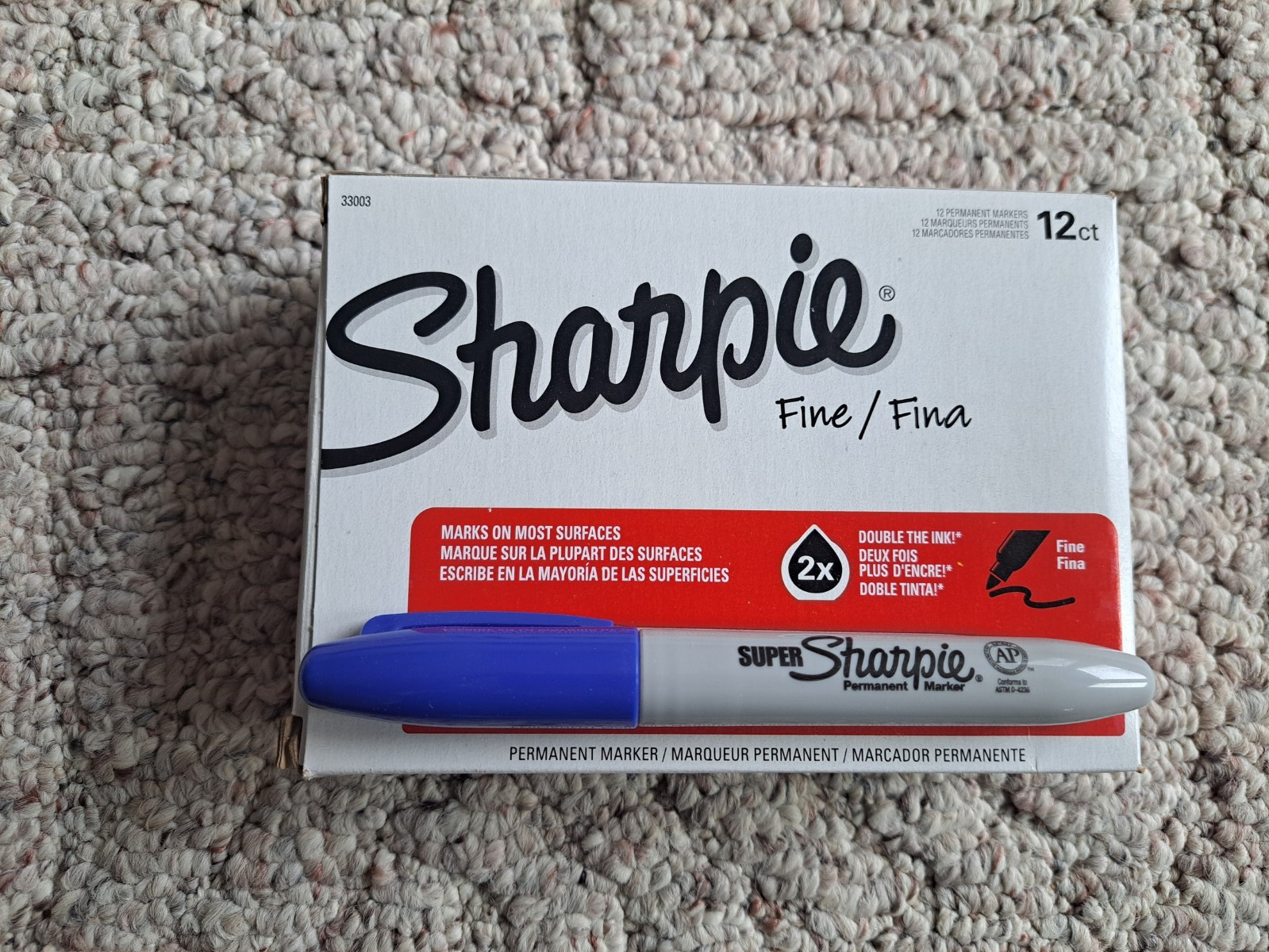 SUPER SHARPIE BRAND NEW UNUSED "2X THE INK" BLUE FINE PERMANENT MARKER #33003