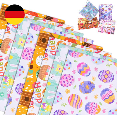 8 Blatt Ostern Geschenkpapier, Ostergeschenkpapier Geschenkpapier DIY Wrapping P