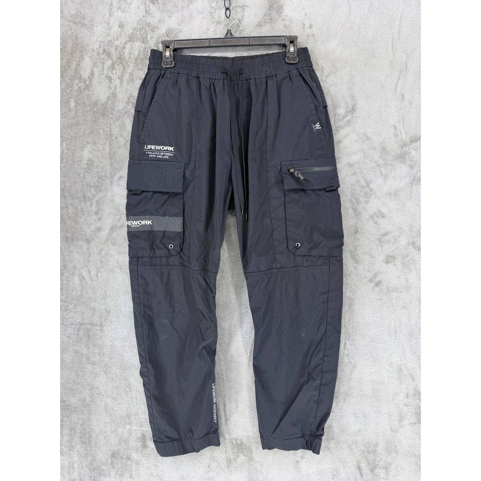 Lifework Mens Black Cargo Jogger Pants Size M LW212WL401-2 Utility Streetwear