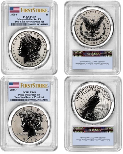 2025 S Morgan & Peace Silver Dollar $1 Reverse Proof PCGS PR69 FirstStrike #2