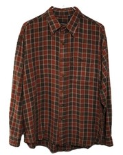 Van Heusen Men's L Flannel Plaid Long Sleeve Button Down Shirt 100 Cotton T0371