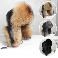 Mens Plush Full Fluffy Faux Fur Raccoon Hat Faux Fur Raccoon Hat Warm